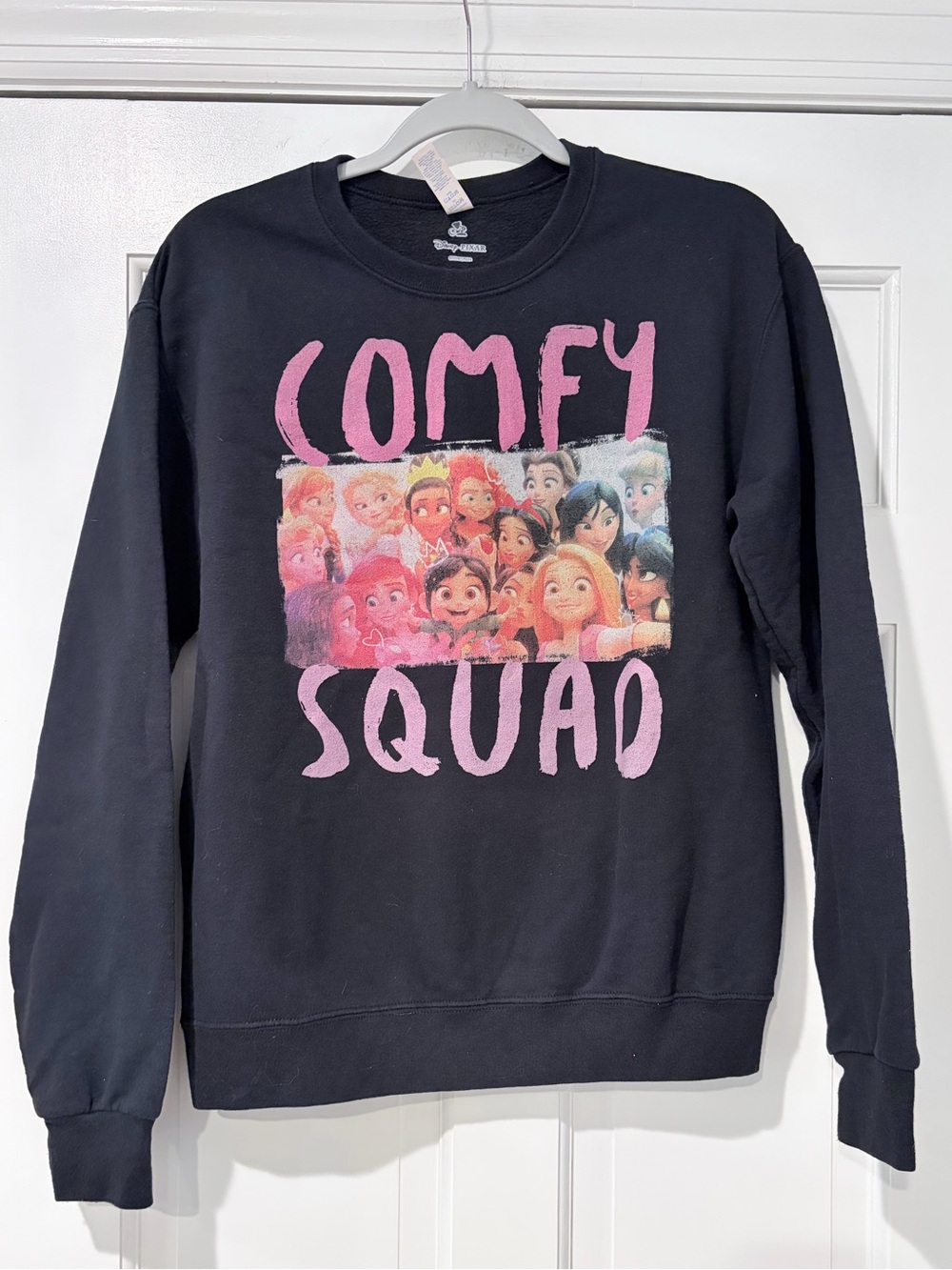 Black Disney Princess •Pixar Graphic Crewneck Sweatshirt with Pink Detail